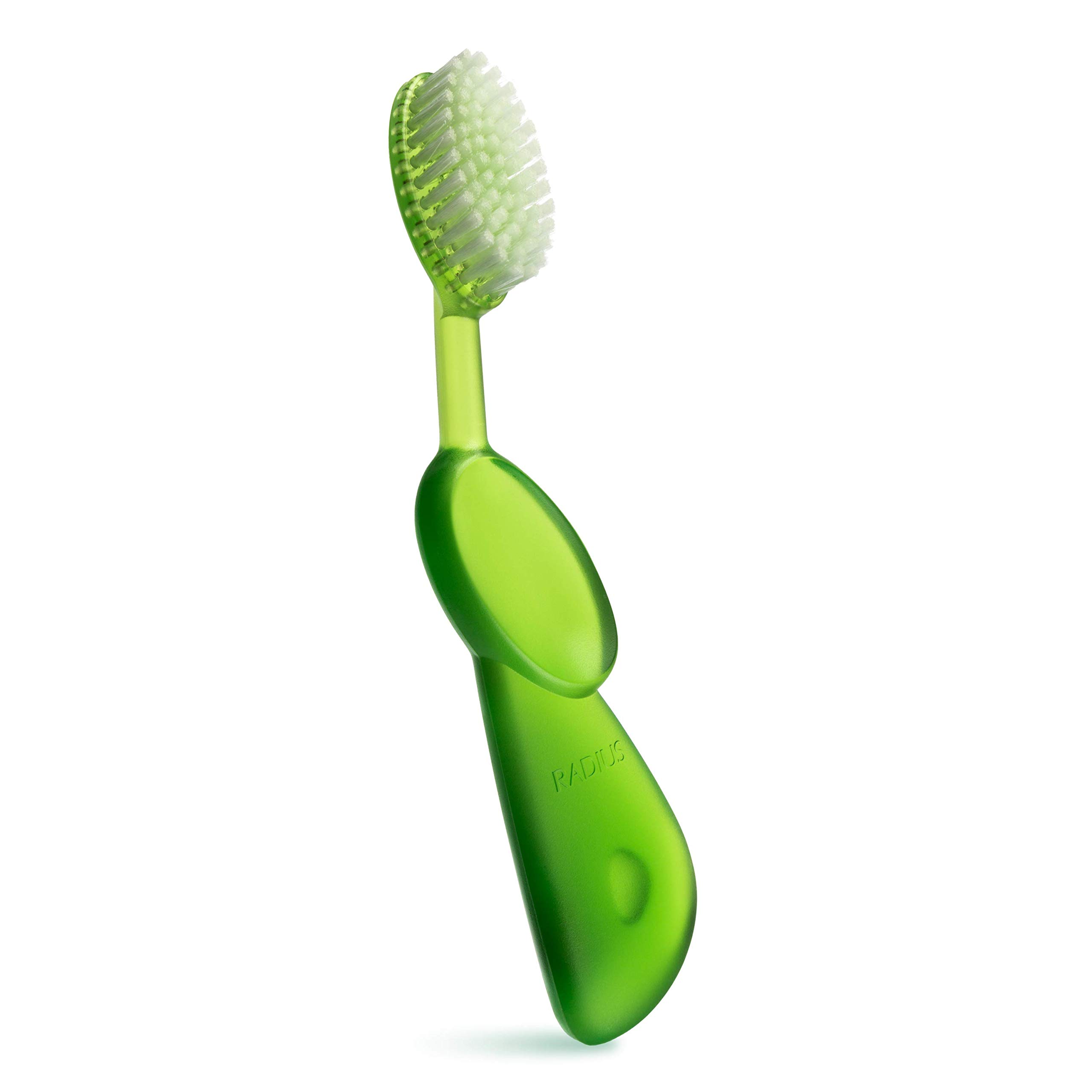 RADIUS Toothbrush, Original Big Brush & Case, Right Handed, Green Brush with Green Case, BPA Free and ADA Accepted