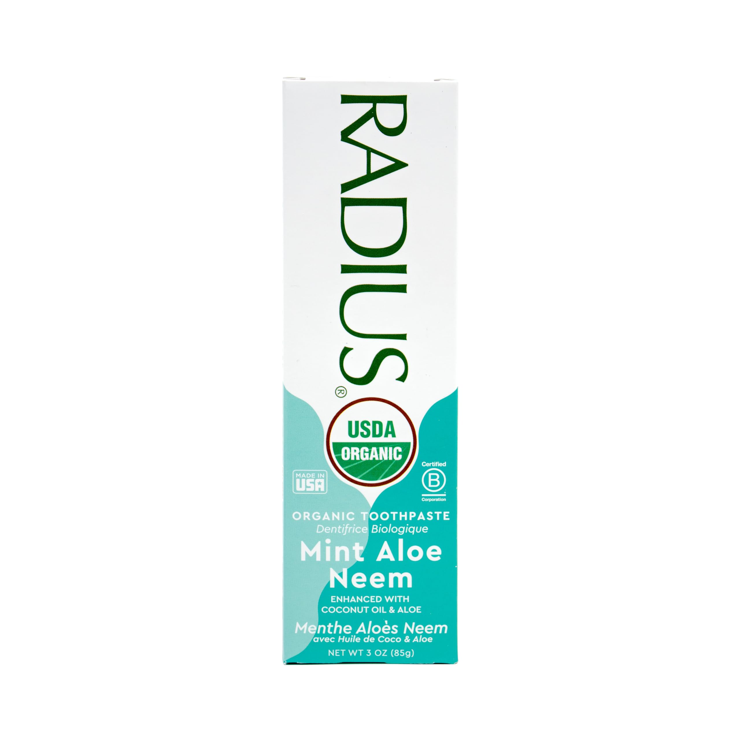 RADIUS USDA Organic Toothpaste 3oz Non Toxic Chemical-Free Gluten-Free Designed to Improve Gum Health & Prevent Cavity - Clove Cardamom - Pack of 2
