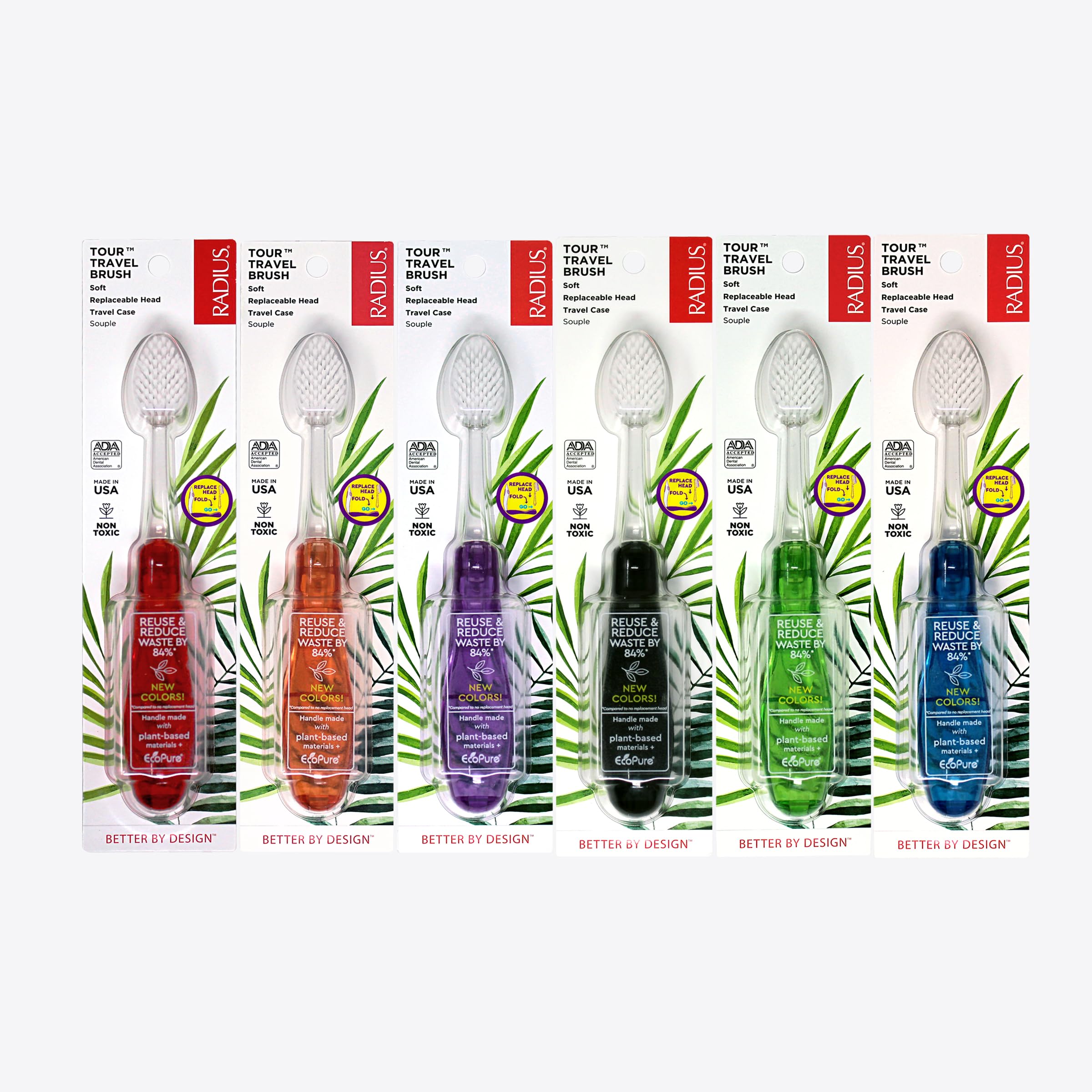 RADIUS Toothbrush Tour Travel Brush, Desert Rose, BPA Free and ADA Accepted, Designed to Improve Gum Health and Reduce The Risk of Gum Disease, 1 Pack