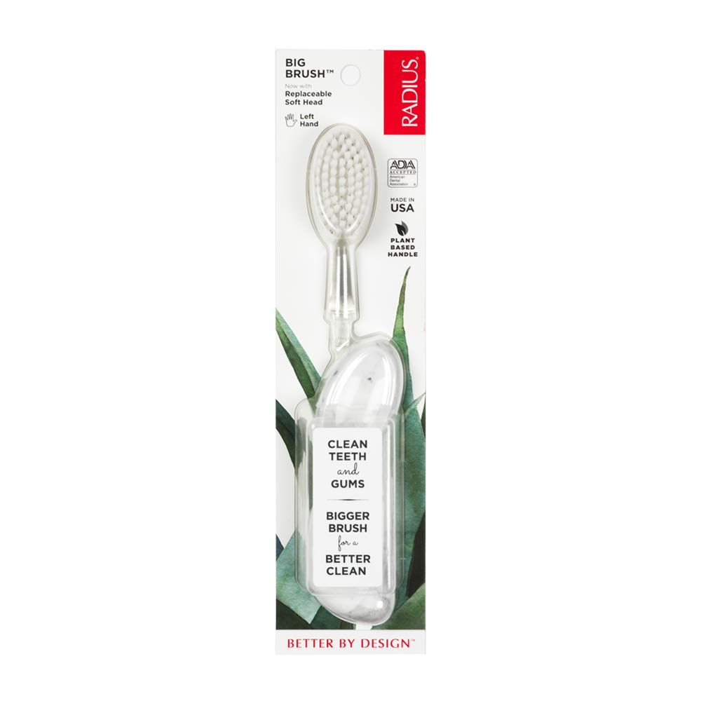 RADIUS Big Brush BPA Free & ADA Accepted Toothbrush Designed to Improve Gum Health & Reduce Gum Issues - Right Hand - Marble - Pack of 1