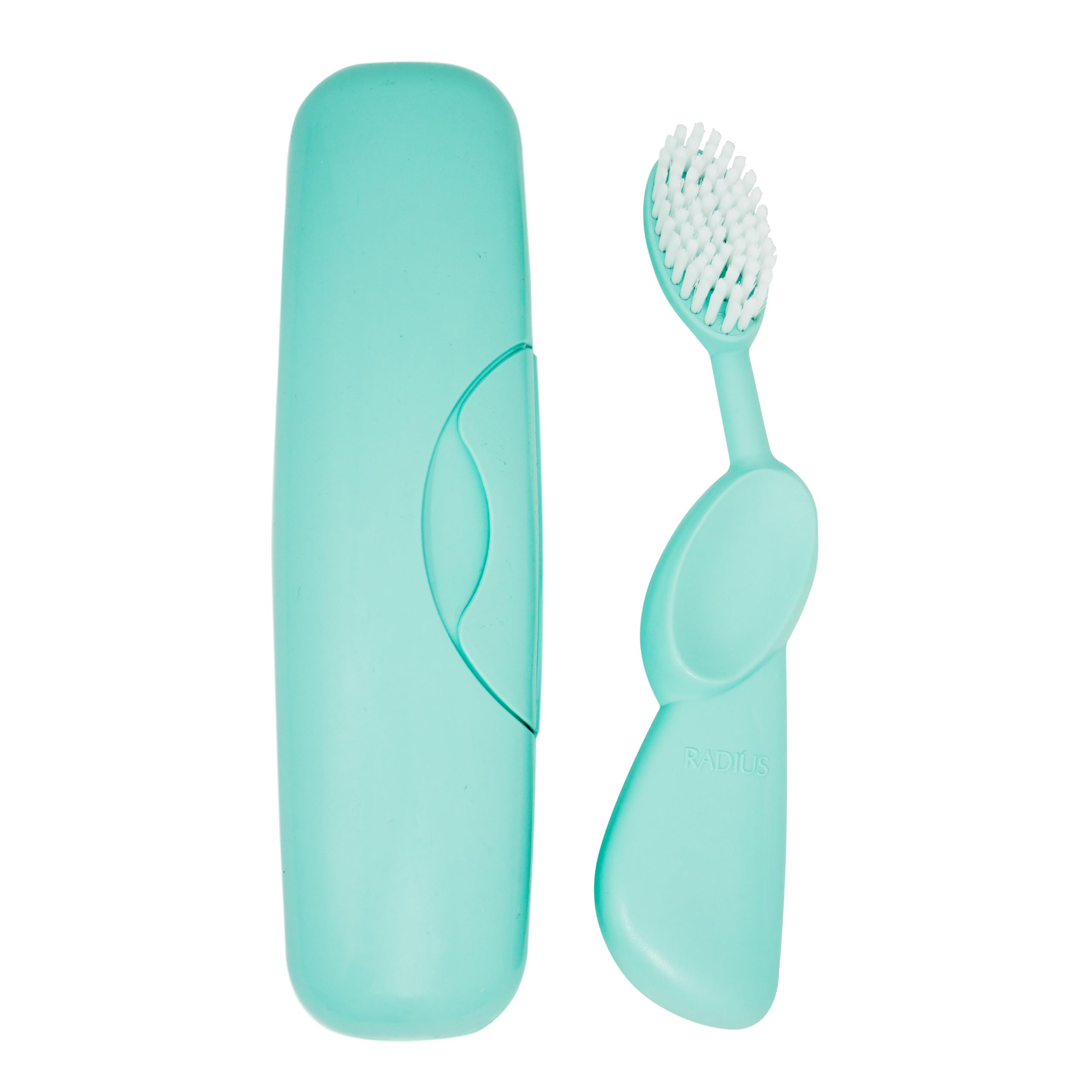 RADIUS Toothbrush Original Big Brush, BPA Free ADA Accepted - Left Hand - Mint Brush with Mint Case