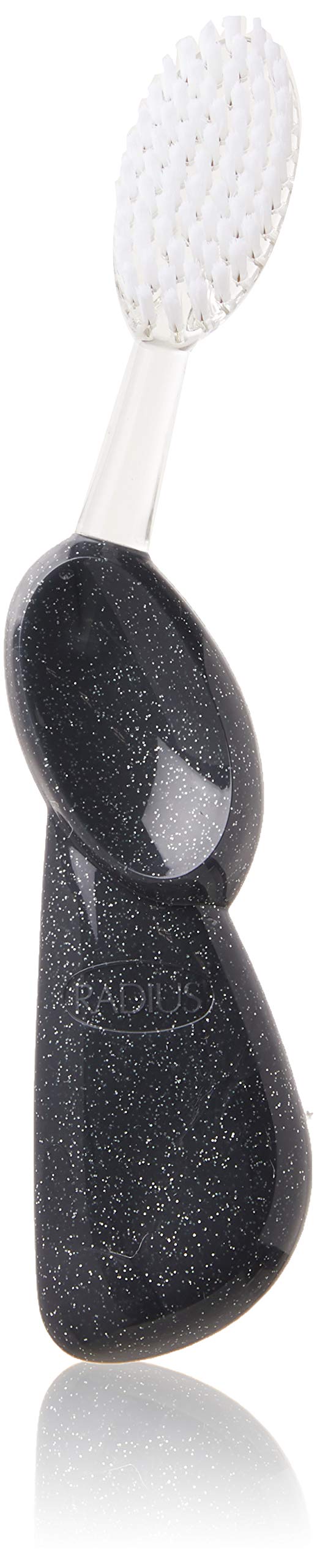 RADIUS Toothbrush Big Brush with Replaceable Head, Left Hand, Soft in Black Sparkle, BPA Free and ADA Accepted, Designed to Improve Gum Health and Reduce The Risk of Gum Disease