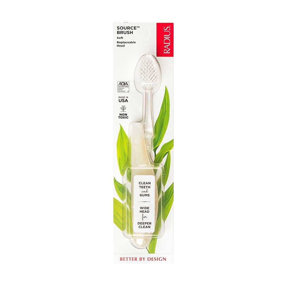 RADIUS Toothbrush Source Floss Brush BPA Free & ADA Accepted Improve Gum Health & Reduce Gum Issues - Soft - Hemp/Soda Pop Ecogrind/Starch- Pack of 3
