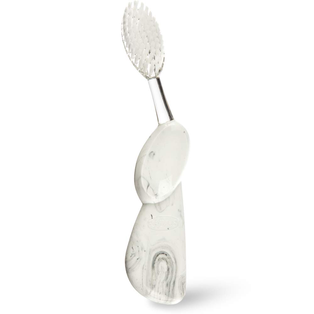 RADIUS Toothbrush Big Brush with Replaceable Head, Left Hand, Soft in Marble, BPA Free and ADA Accepted, Designed to Improve Gum Health and Reduce The Risk of Gum Disease